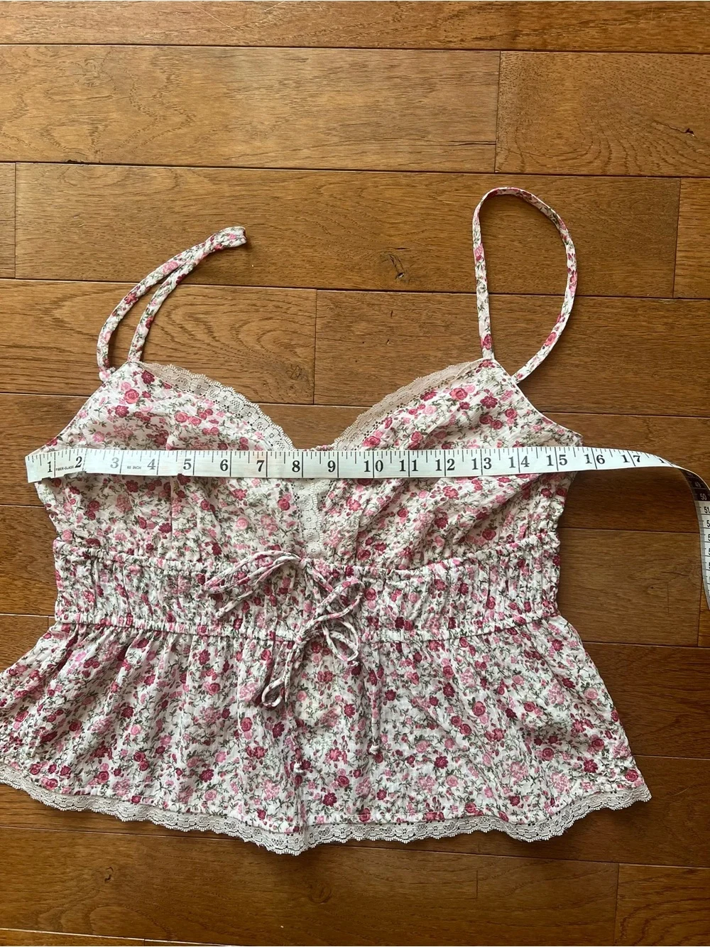 💕No Boundaries Pink Floral Lace-Trim Cami Tank-M-NWT💕